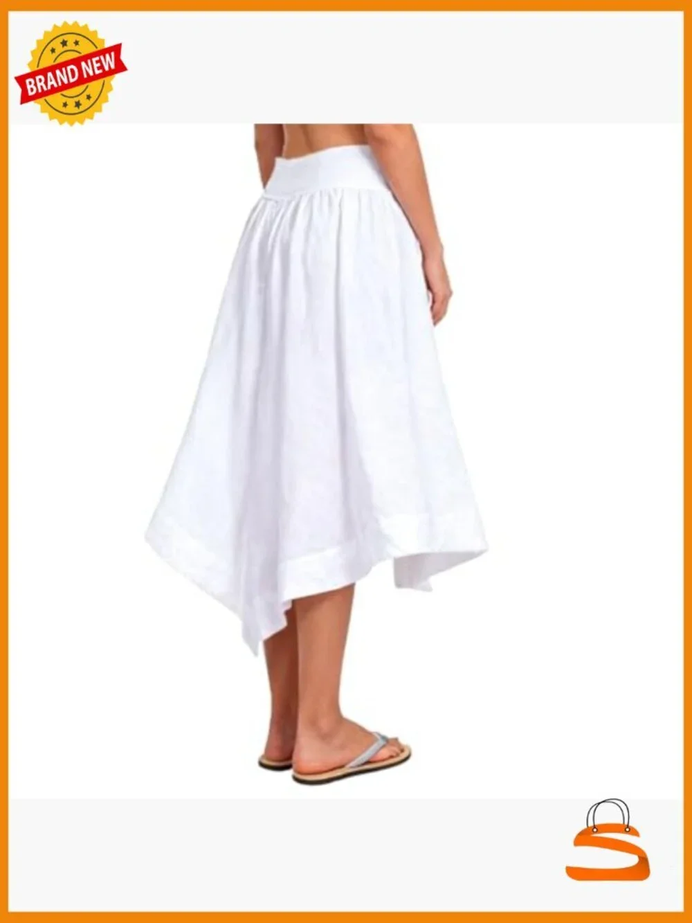 Pure Linen Handkerchief Midi Skirt Asymmetrical Pleated A-Line